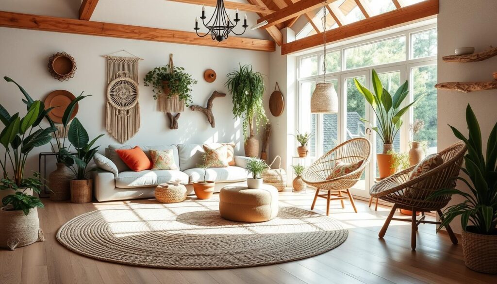 Natural elements in a boho house