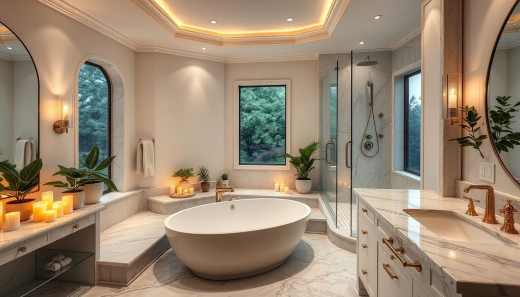 deluxe spa-like bathroom