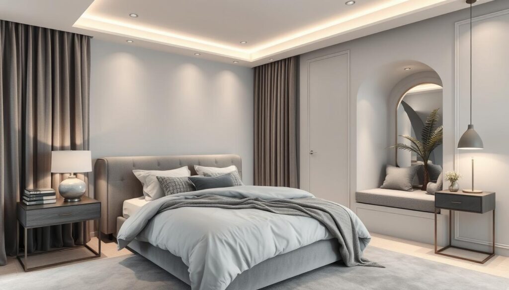 stylish gray bedroom